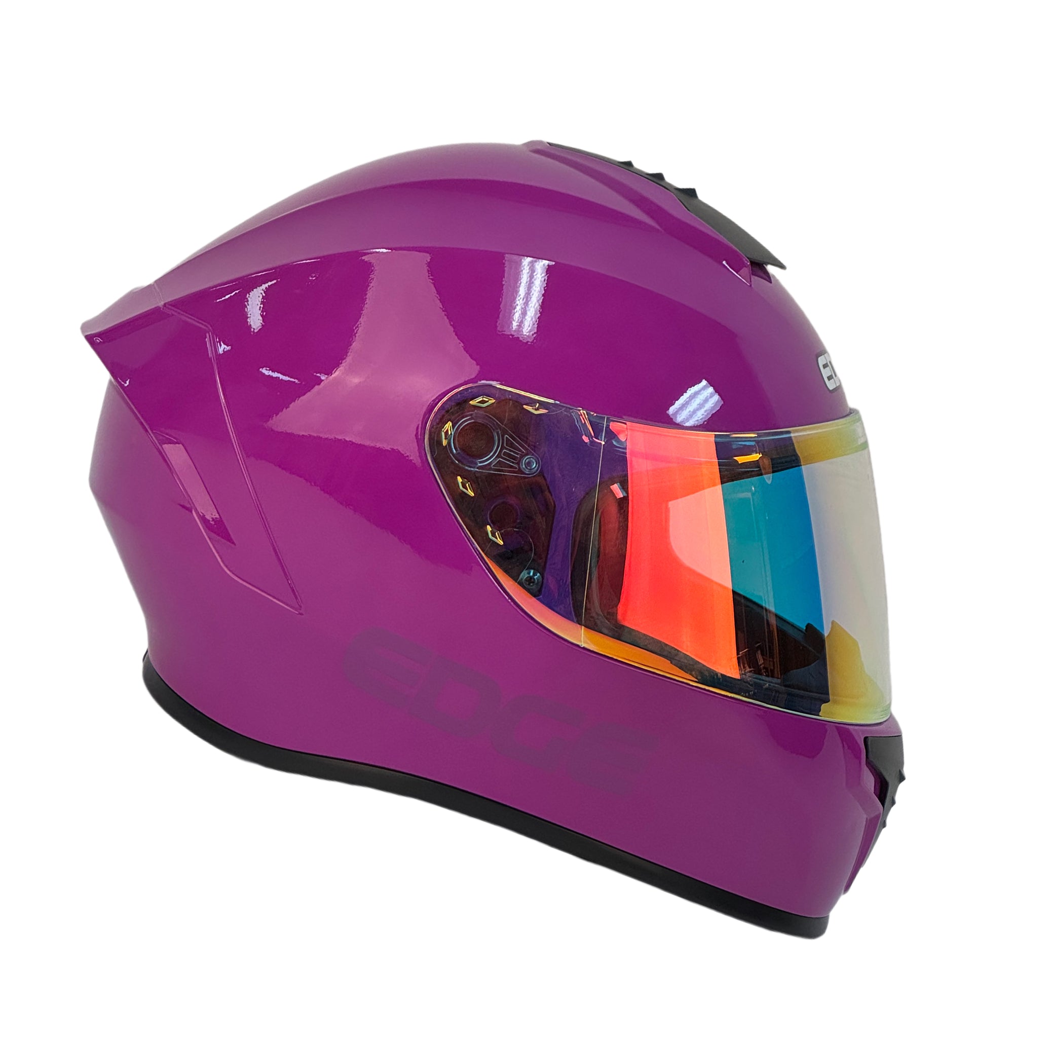 EDGE Frankie Gloss Purple — Compact Full-Face with Mirror Visor